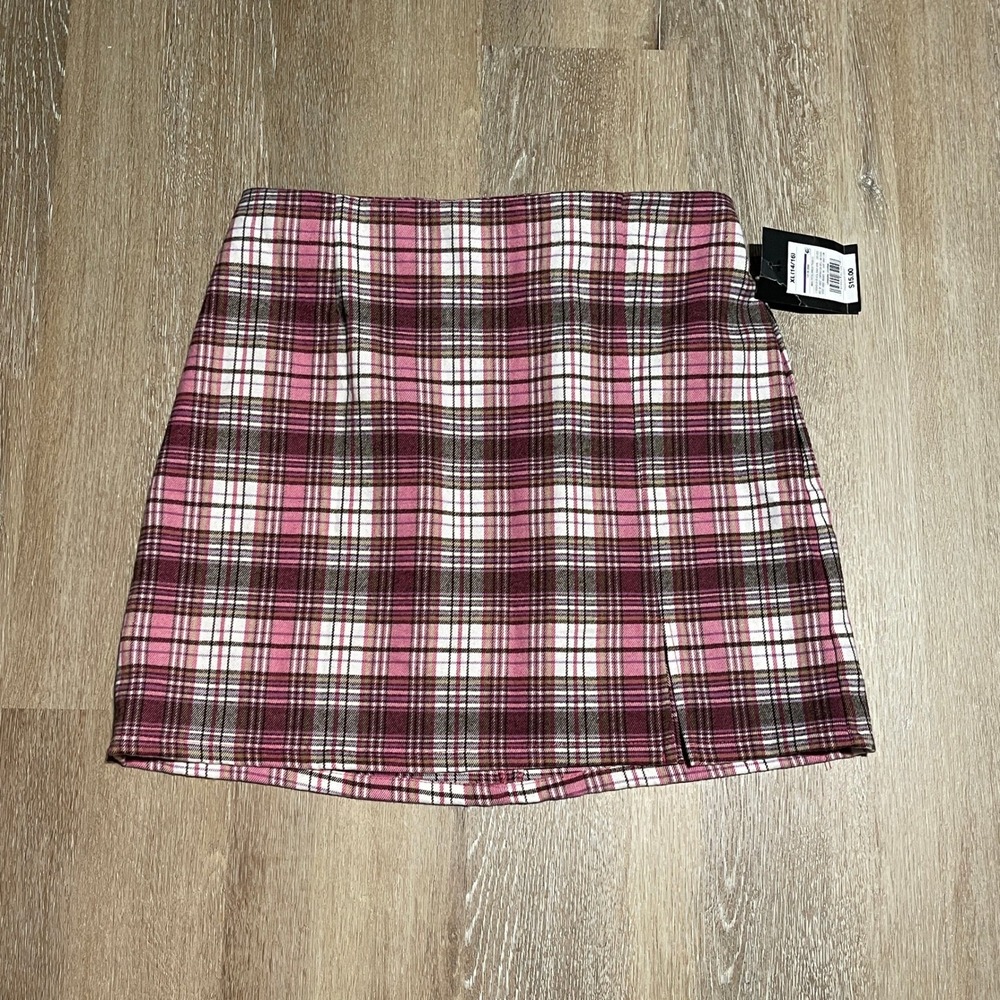 Art Class Kids Plaid Skirt XL‎ 14 16 Pink Burgundy White Girls New